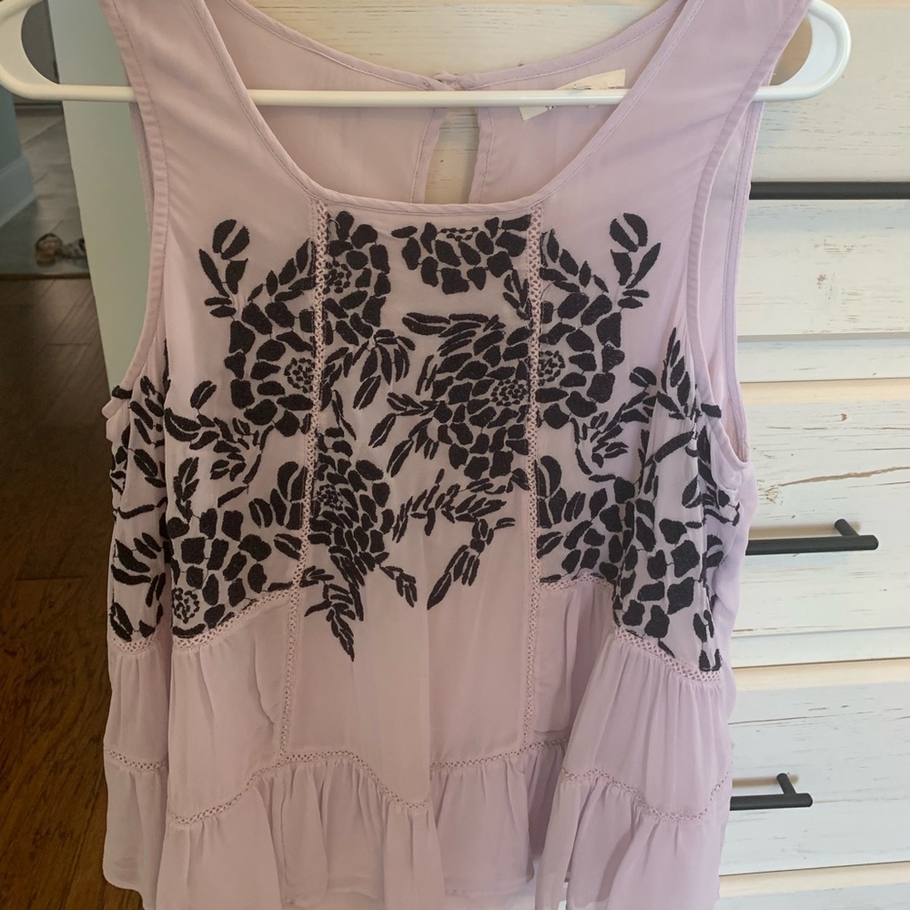 Anthropologie Embroidered Swing Tank size Small